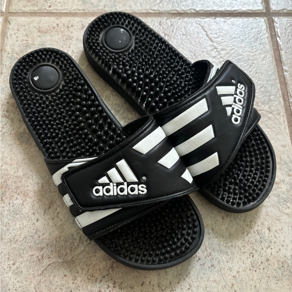 Adidas Adissage Black and White Sandals